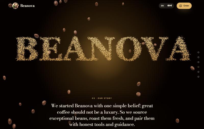 Version 6: the word BEANOVA made of golden particles